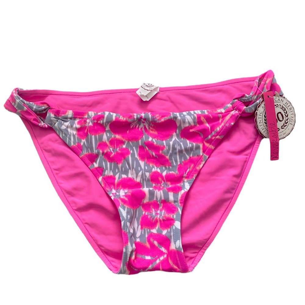 NEW So Women's Bikini Bottoms Swimsuit size L Pink Floral Reversible